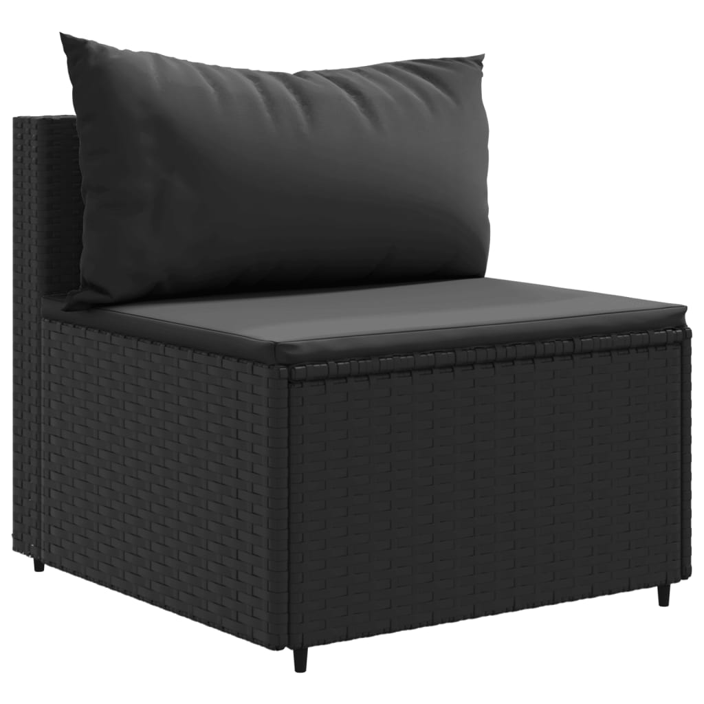 vidaXL 6-tlg. Garten-Sofagarnitur mit Kissen Schwarz Poly Rattan