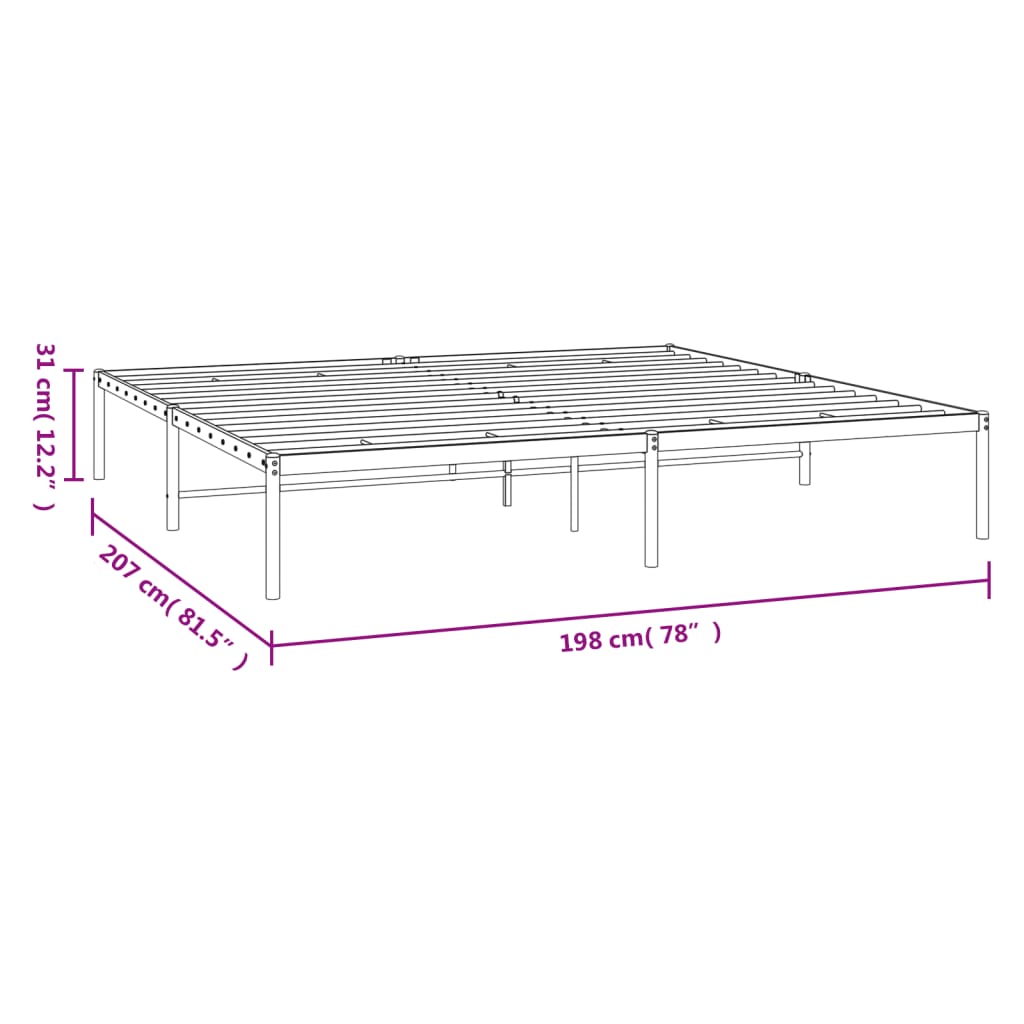 vidaXL Bettgestell Metall Schwarz 193x203 cm