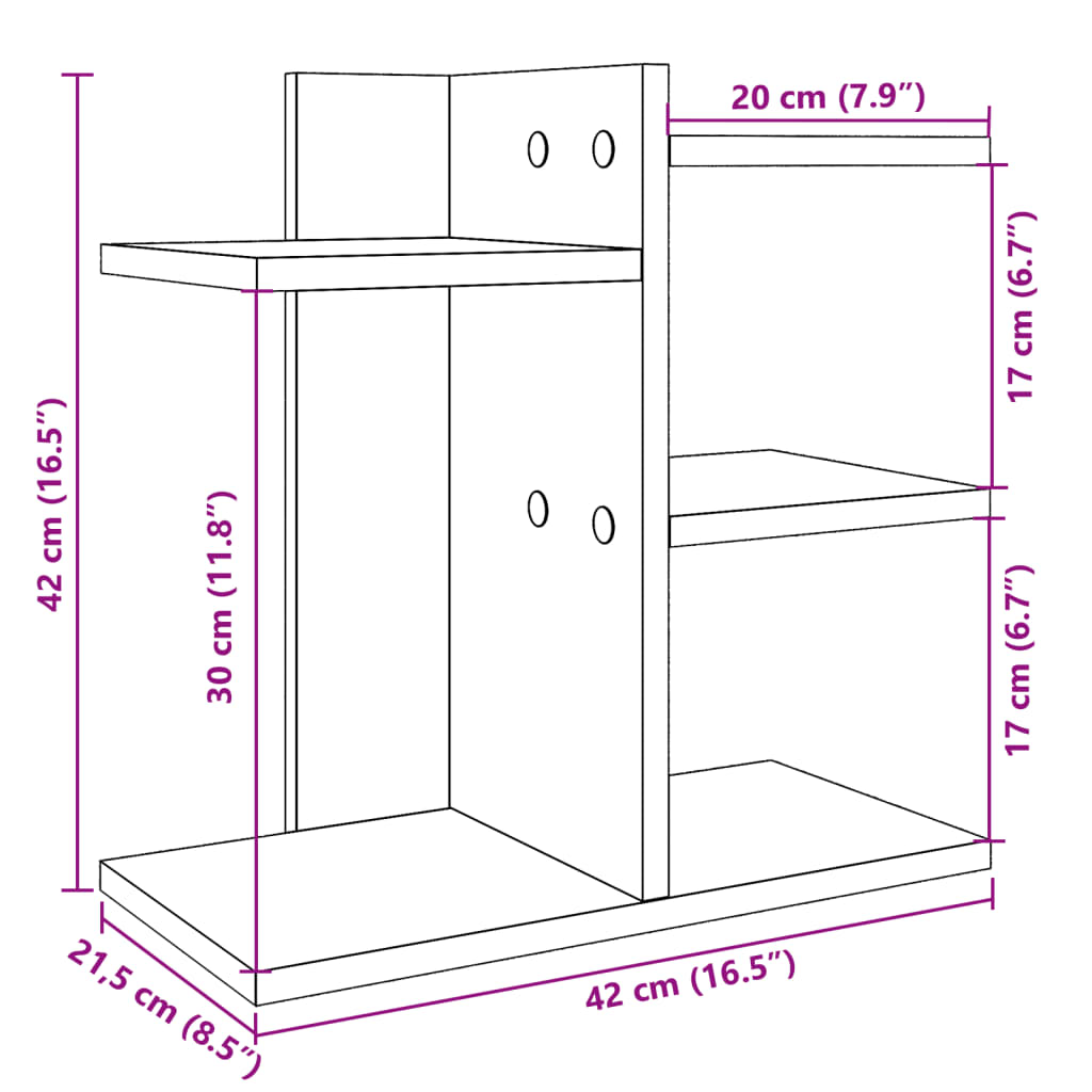 vidaXL Schreibtisch-Organizer Sonoma-Eiche 42x21,5x42 cm Holzwerkstoff