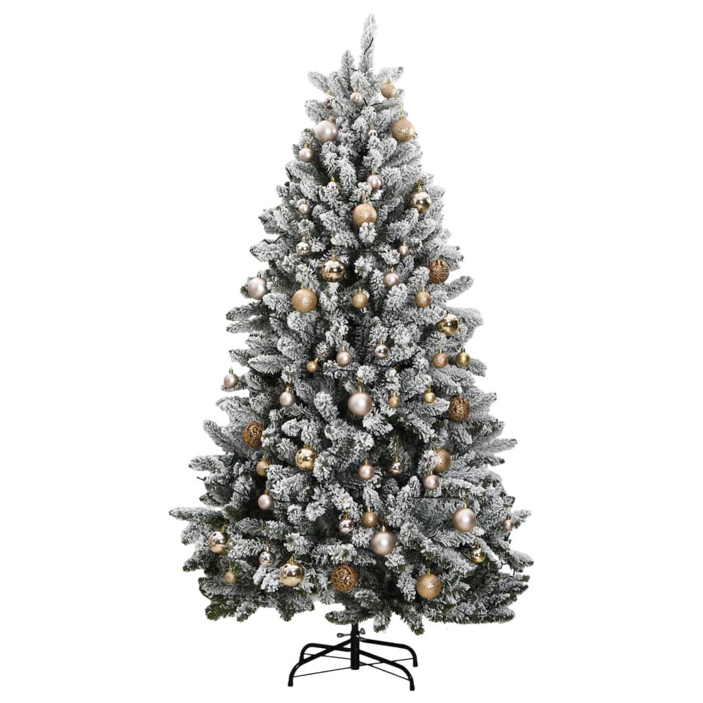 vidaXL Künstlicher Weihnachtsbaum Klappbar 300 LEDs & Kugeln 180 cm