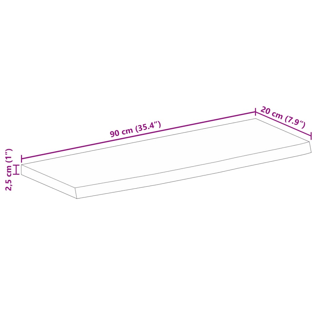 vidaXL Tischplatte mit Baumkante 90x20x2,5 cm Massivholz Mango