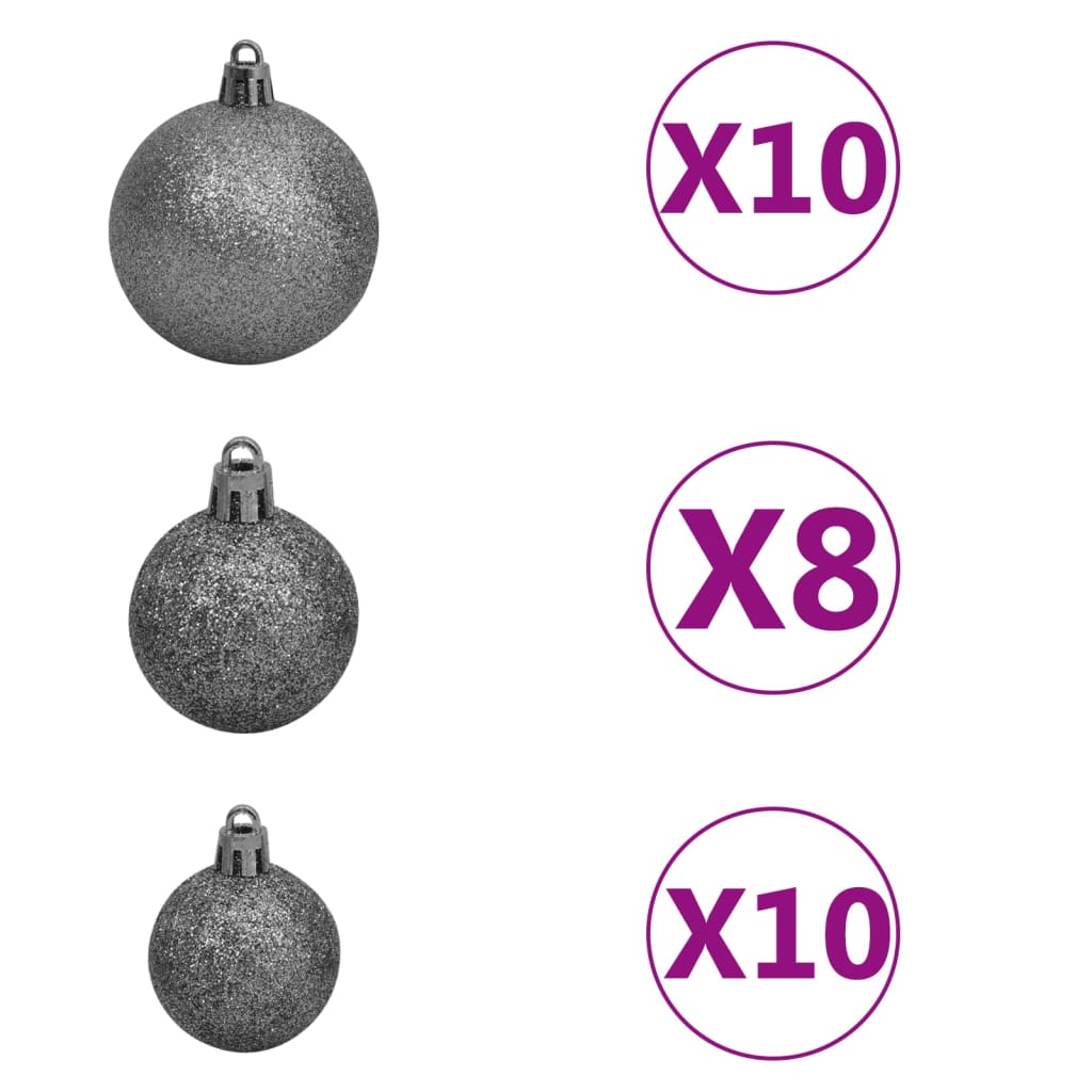 vidaXL Künstlicher Weihnachtsbaum mit Beleuchtung Kugeln L 240 cm Weiß