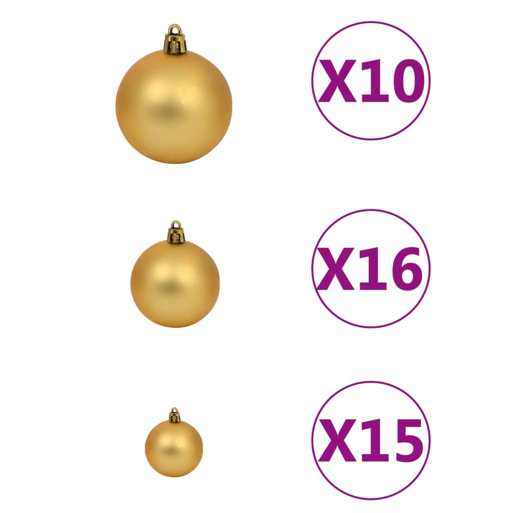 vidaXL Künstlicher Weihnachtsbaum mit Beleuchtung & Kugeln 210 cm