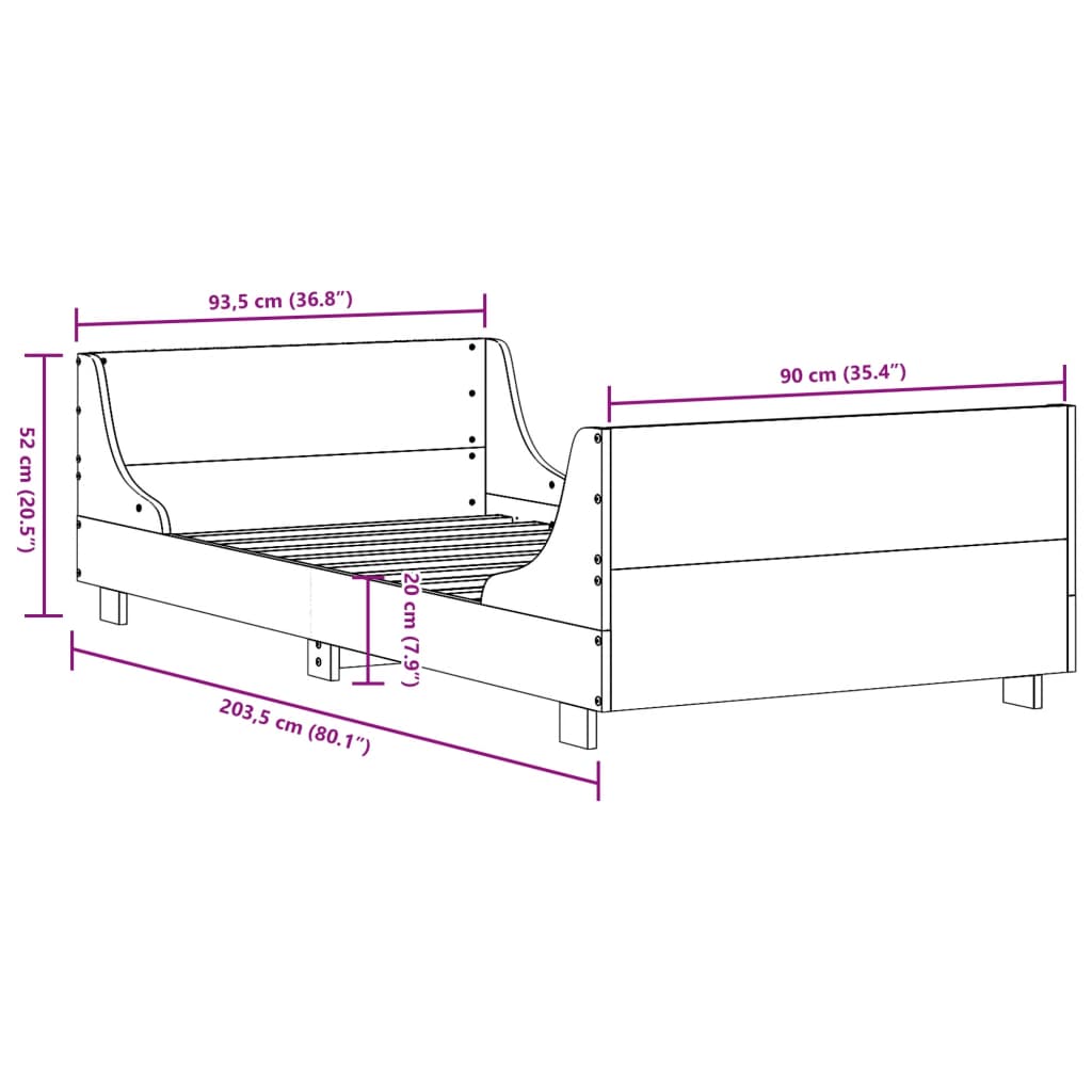 vidaXL Massivholzbett ohne Matratze Weiß 90x200 cm Kiefernholz