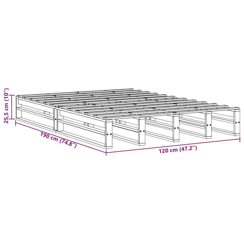 vidaXL Massivholzbett ohne Matratze Weiß 120x190 cm Kiefernholz