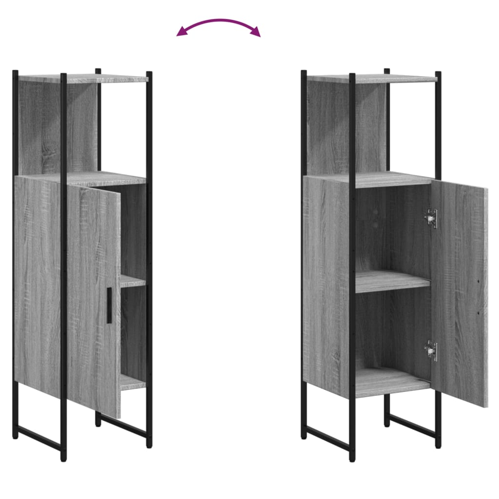 vidaXL Badschrank Grau Sonoma 33x33x120,5 cm Holzwerkstoff