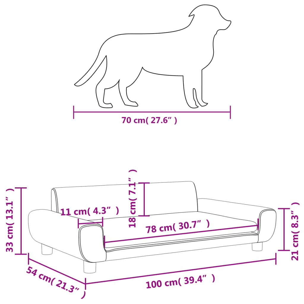 vidaXL Hundebett Dunkelgrau 100x54x33 cm Samt