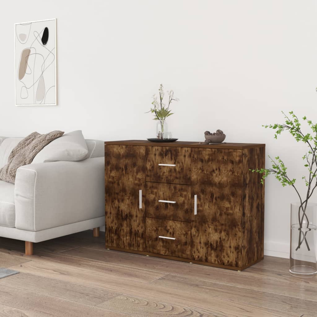 vidaXL Sideboard Räuchereiche 91x29,5x65 cm Holzwerkstoff