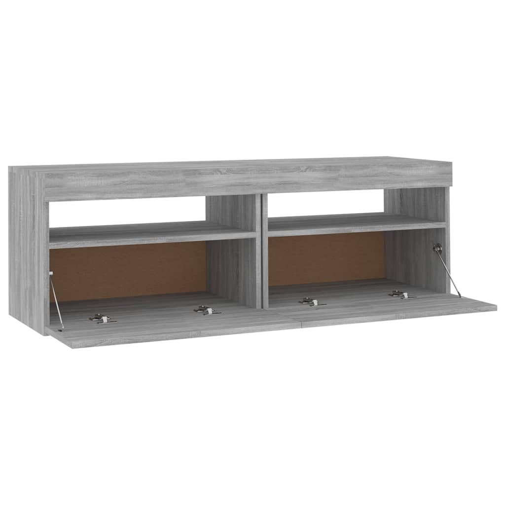 vidaXL TV-Schrank mit LED-Leuchten Grau Sonoma 120x35x40 cm