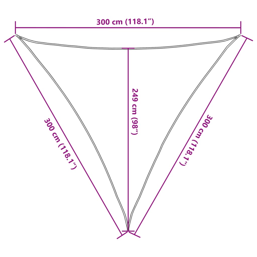 vidaXL Sonnensegel Hellgrau 3x3x3 m 100% Polyester Oxford