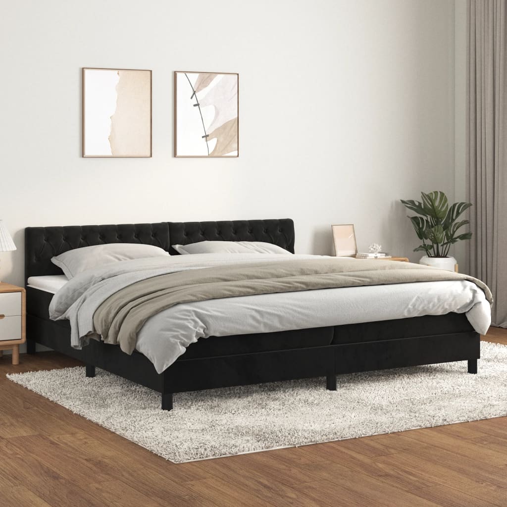 vidaXL Boxspringbett mit Matratze Schwarz 200x200 cm Samt