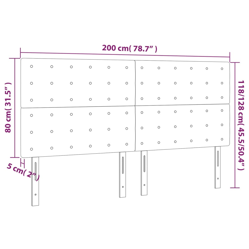 vidaXL Kopfteile 4 Stk. Dunkelbraun 100x5x78/88 cm Stoff