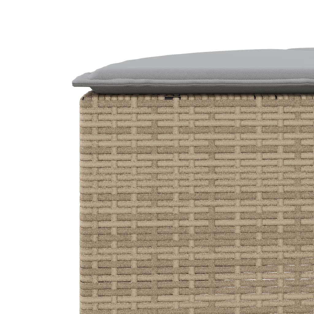 vidaXL Garten-Fußhocker mit Kissen Beige Poly-Rattan