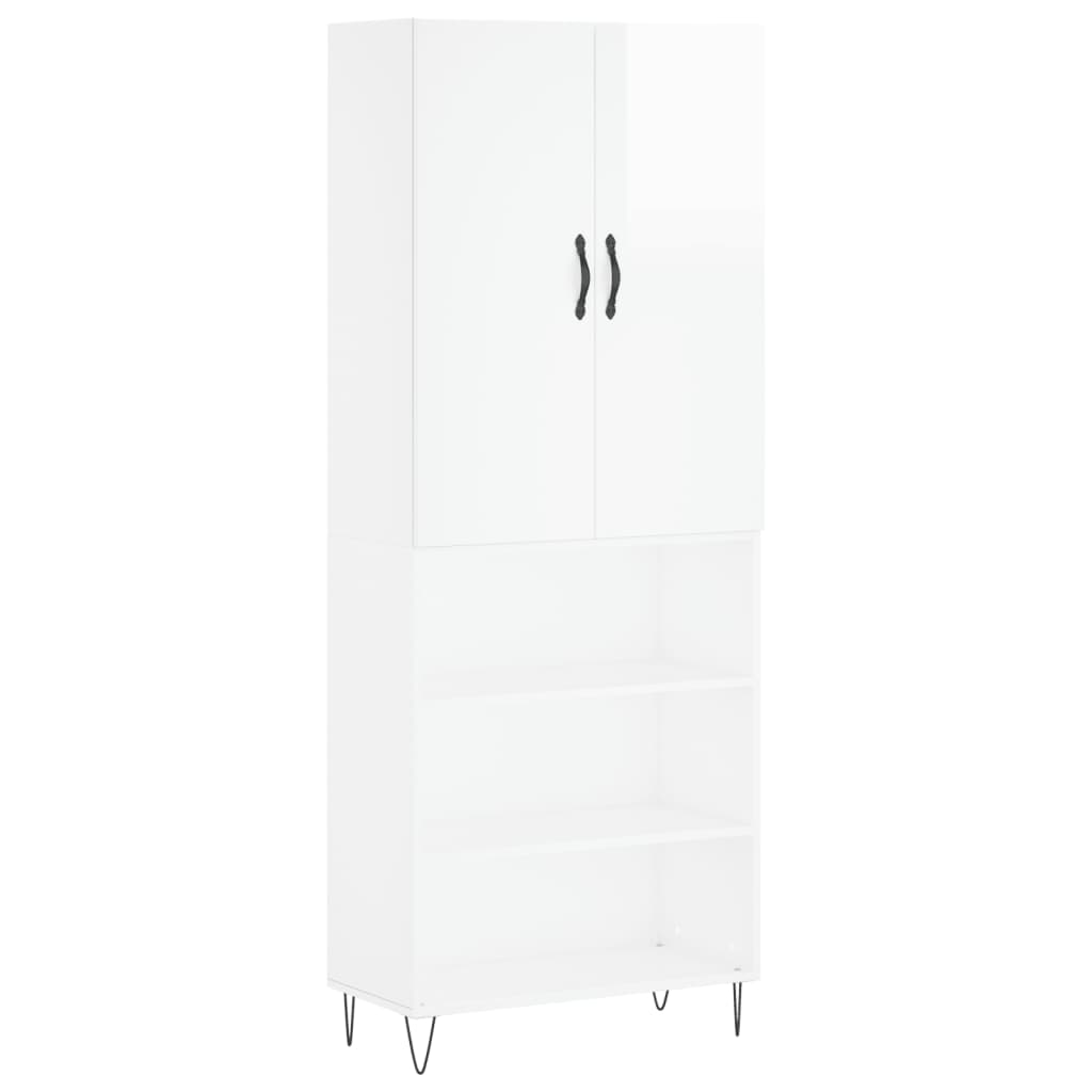 vidaXL Highboard Hochglanz-Weiß 69,5x34x180 cm Holzwerkstoff