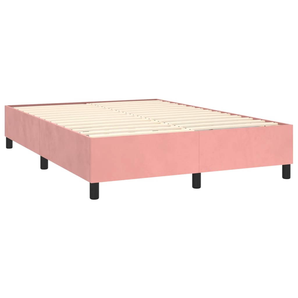 vidaXL Boxspringbett mit Matratze Rosa 140x200 cm Samt