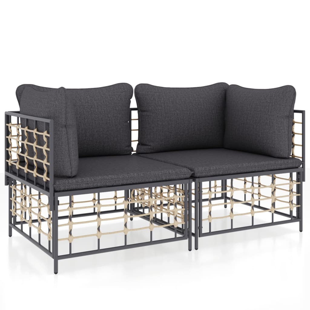 vidaXL Ecksofas mit Kissen 2 Stk. Modular Poly Rattan