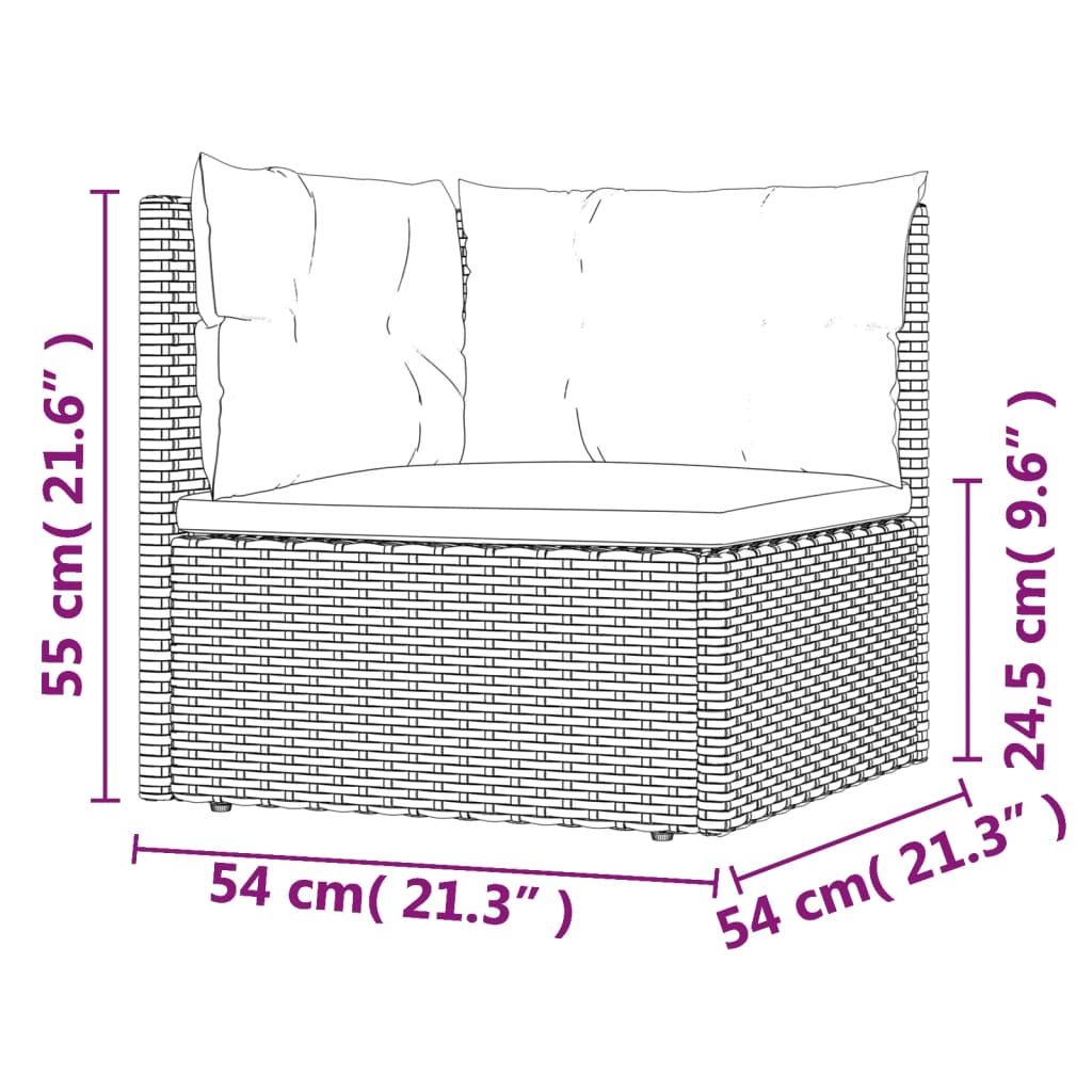 vidaXL 5-tlg. Garten-Lounge-Set mit Kissen Grau Poly Rattan