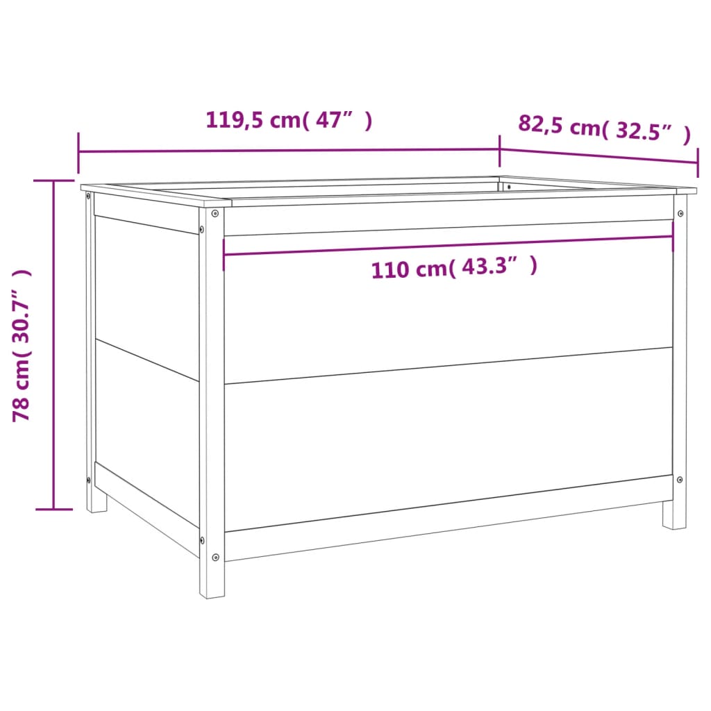 vidaXL Hochbeet 119,5x82,5x78 cm Massivholz Kiefer