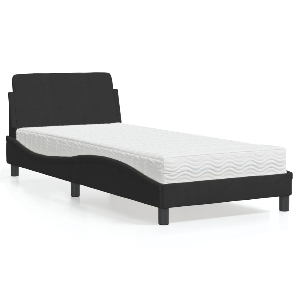 vidaXL Bett mit Matratze Schwarz 80x200 cm Samt