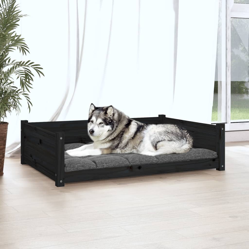 vidaXL Hundebett Schwarz 105,5x75,5x28 cm Massivholz Kiefer