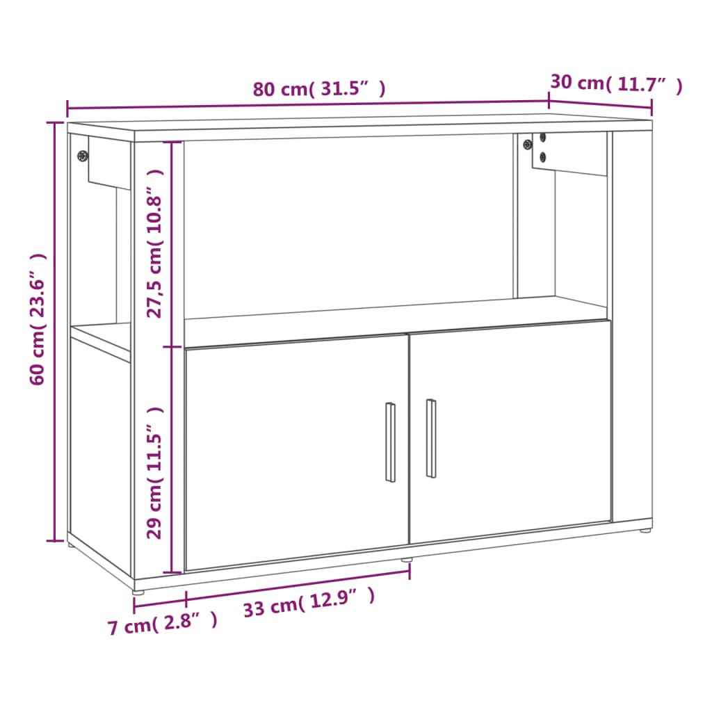 vidaXL Sideboard Hochglanz-Weiß 80x30x60 cm Holzwerkstoff