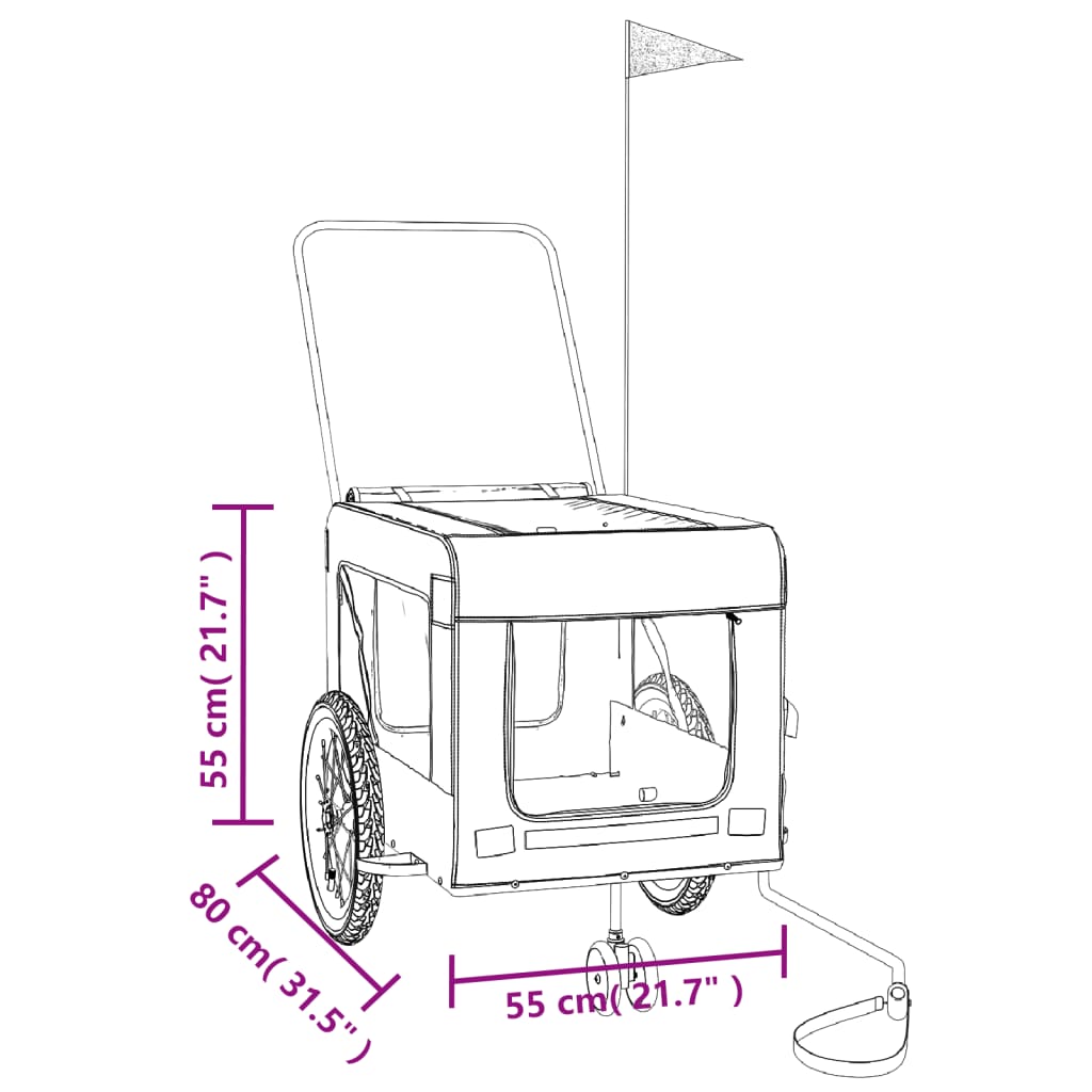 vidaXL Fahrradanhänger Hunde Rot und Schwarz Oxford-Gewebe & Eisen