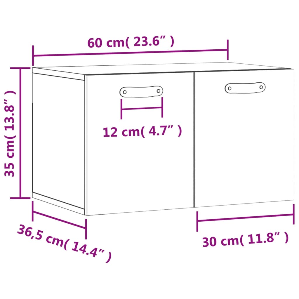 vidaXL Wandschrank Grau Sonoma 60x36,5x35 cm Holzwerkstoff