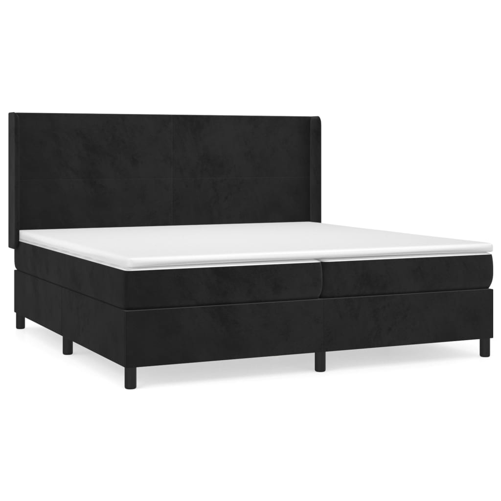 vidaXL Boxspringbett mit Matratze Schwarz 200x200 cm Samt