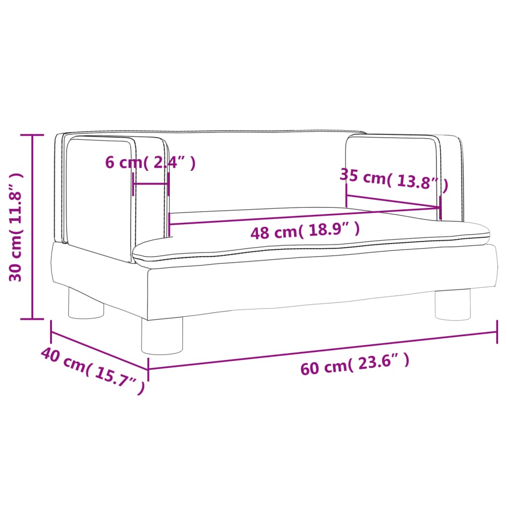 vidaXL Kindersofa Blau 60x40x30 cm Samt