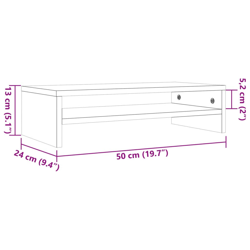 vidaXL Monitorständer Wachsbraun 50x24x13 cm Massivholz Kiefer