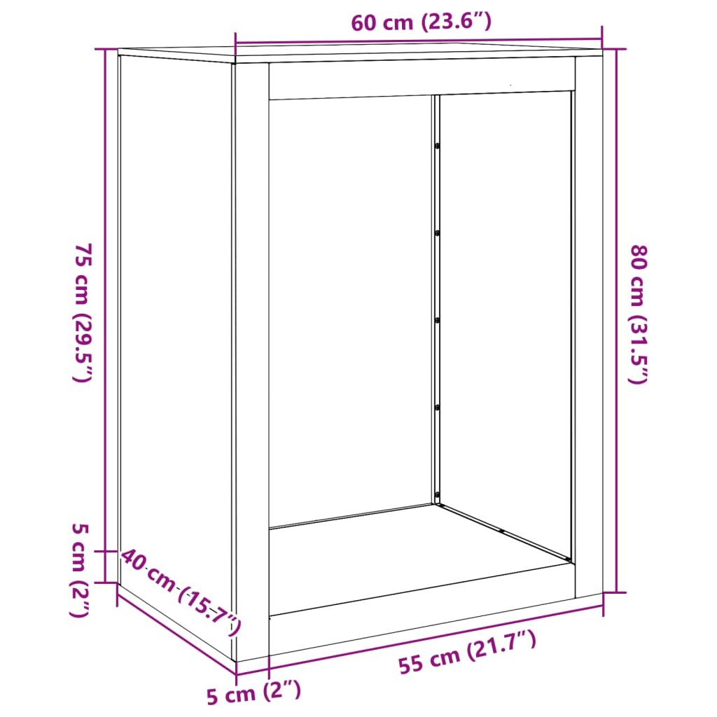 vidaXL Brennholzregal Schwarz 60x40x80 cm Stahl