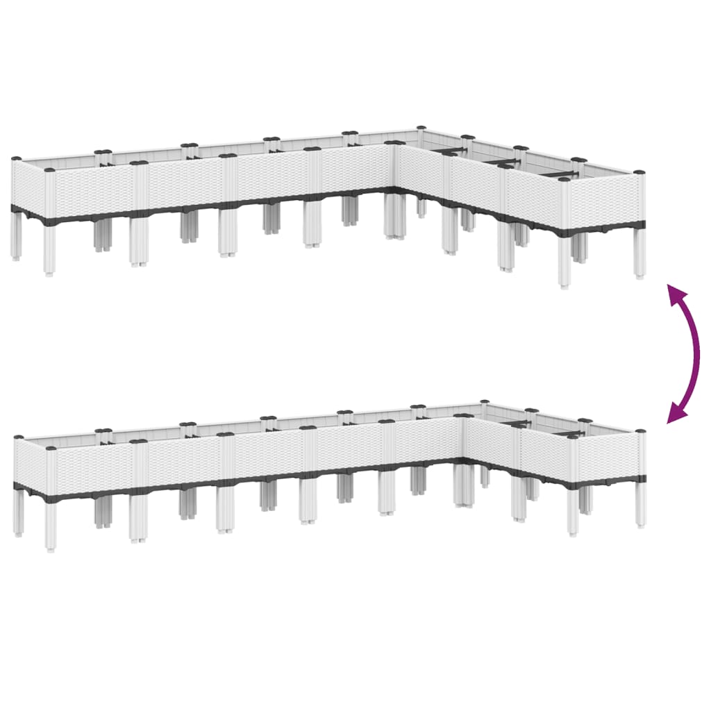 vidaXL Pflanzkasten mit Beinen Weiß 200x160x42 cm PP
