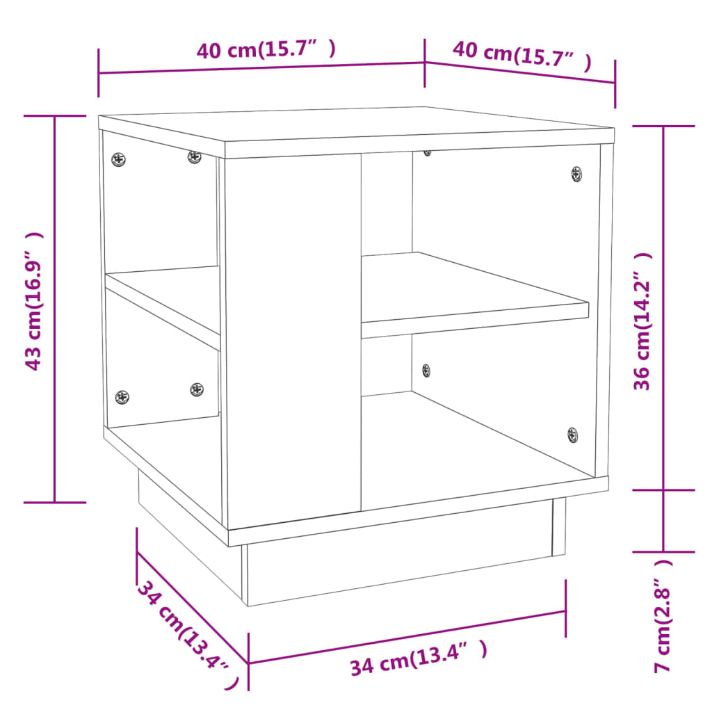 vidaXL Couchtisch Betongrau 40x40x43 cm Holzwerkstoff