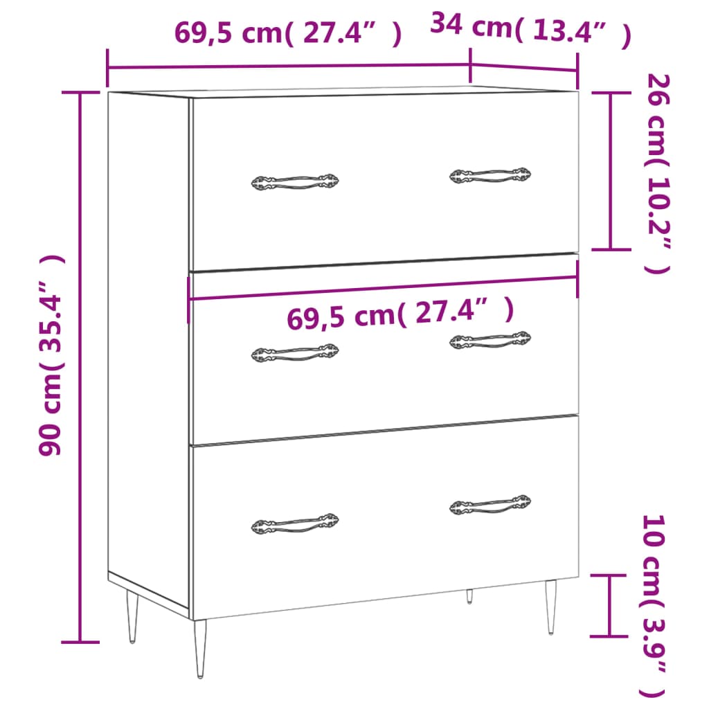 vidaXL Sideboard Sonoma-Eiche 69,5x34x90 cm Holzwerkstoff