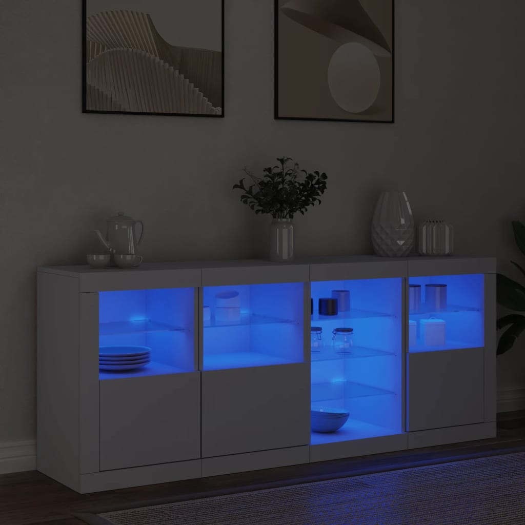 vidaXL Sideboard mit LED-Leuchten Weiß 164x37x67 cm