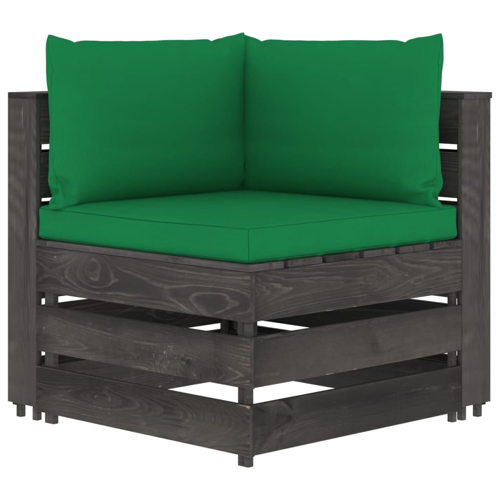 vidaXL 4-Sitzer Outdoor-Sofa mit Kissen Grau Imprägniertes Holz