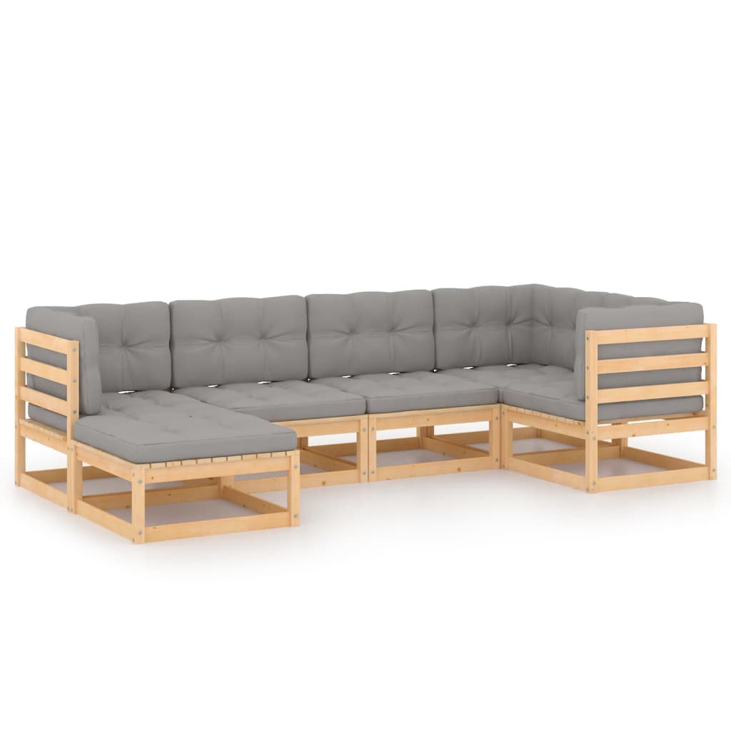 vidaXL 6-tlg. Garten-Lounge-Set mit Kissen Massivholz Kiefer