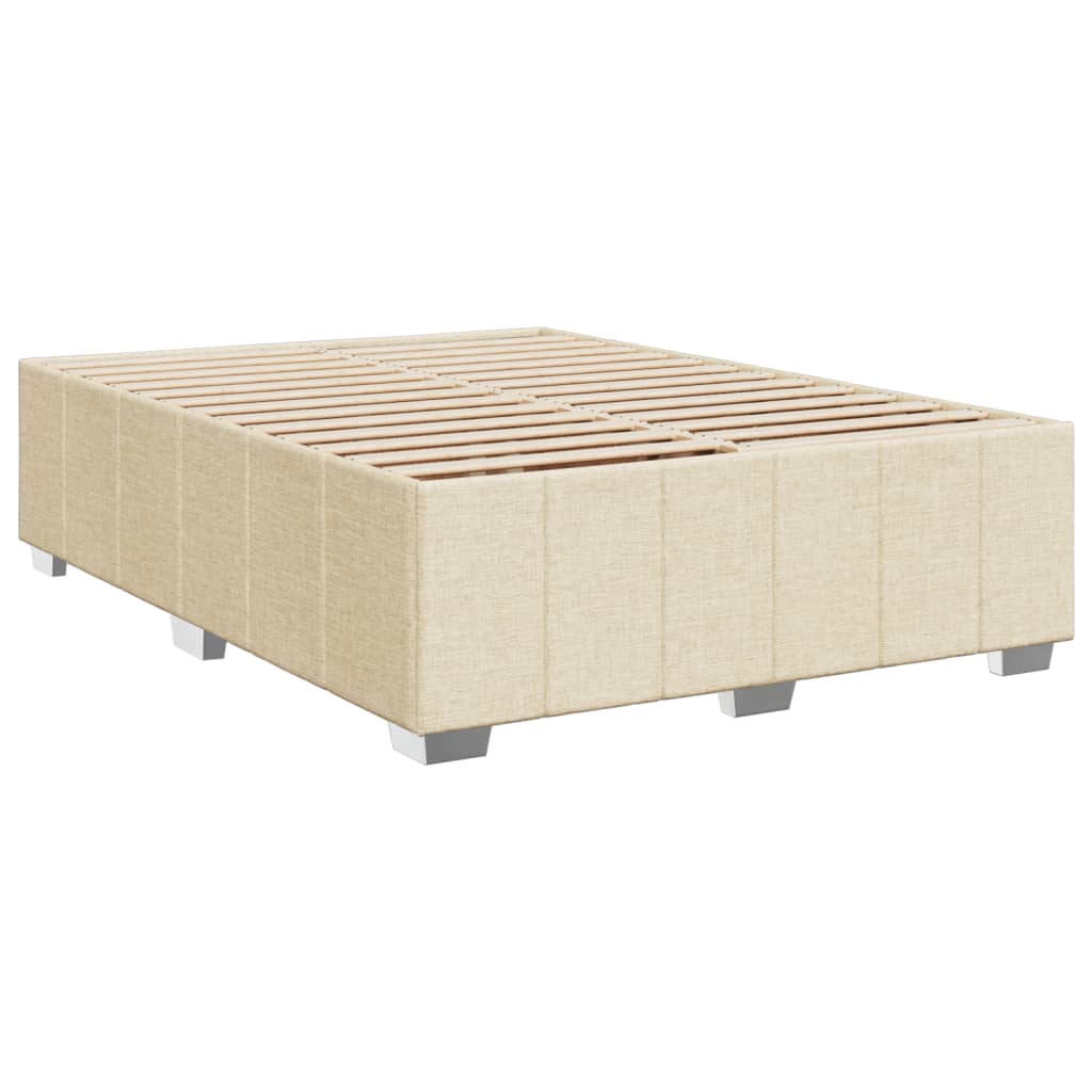 vidaXL Boxspringbett mit Matratze Creme 160x200 cm Stoff