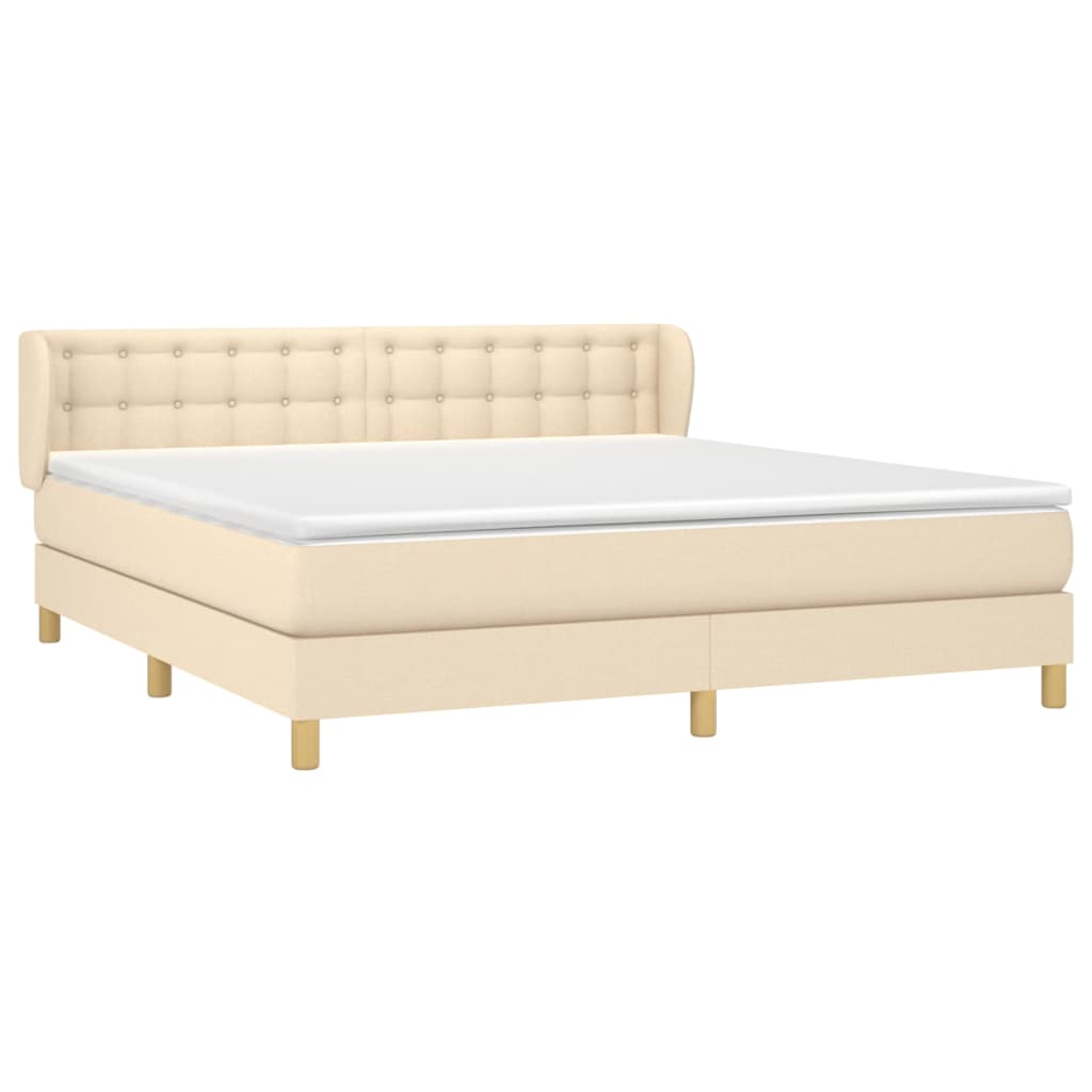 vidaXL Boxspringbett mit Matratze Creme 160x200 cm Stoff