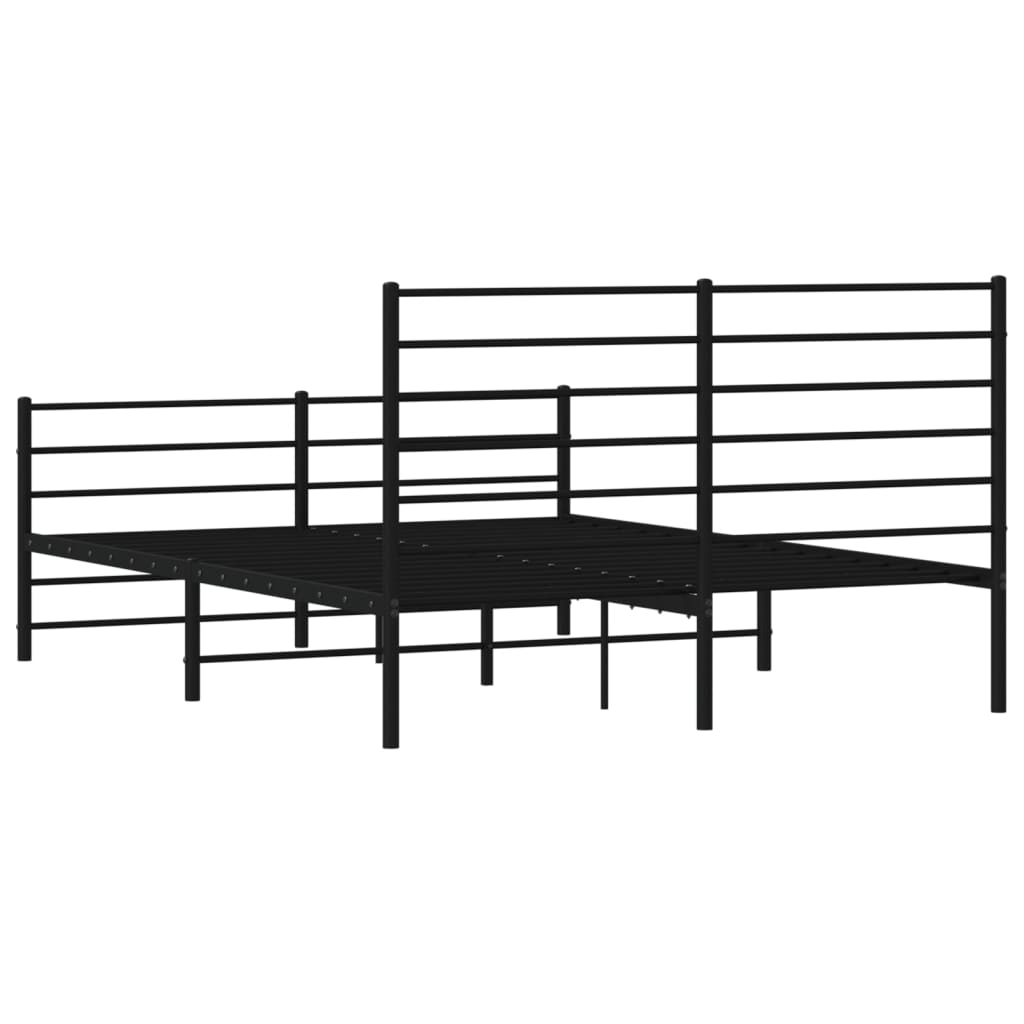 vidaXL Metallbett ohne Matratze mit Fußteil Schwarz 160x200 cm