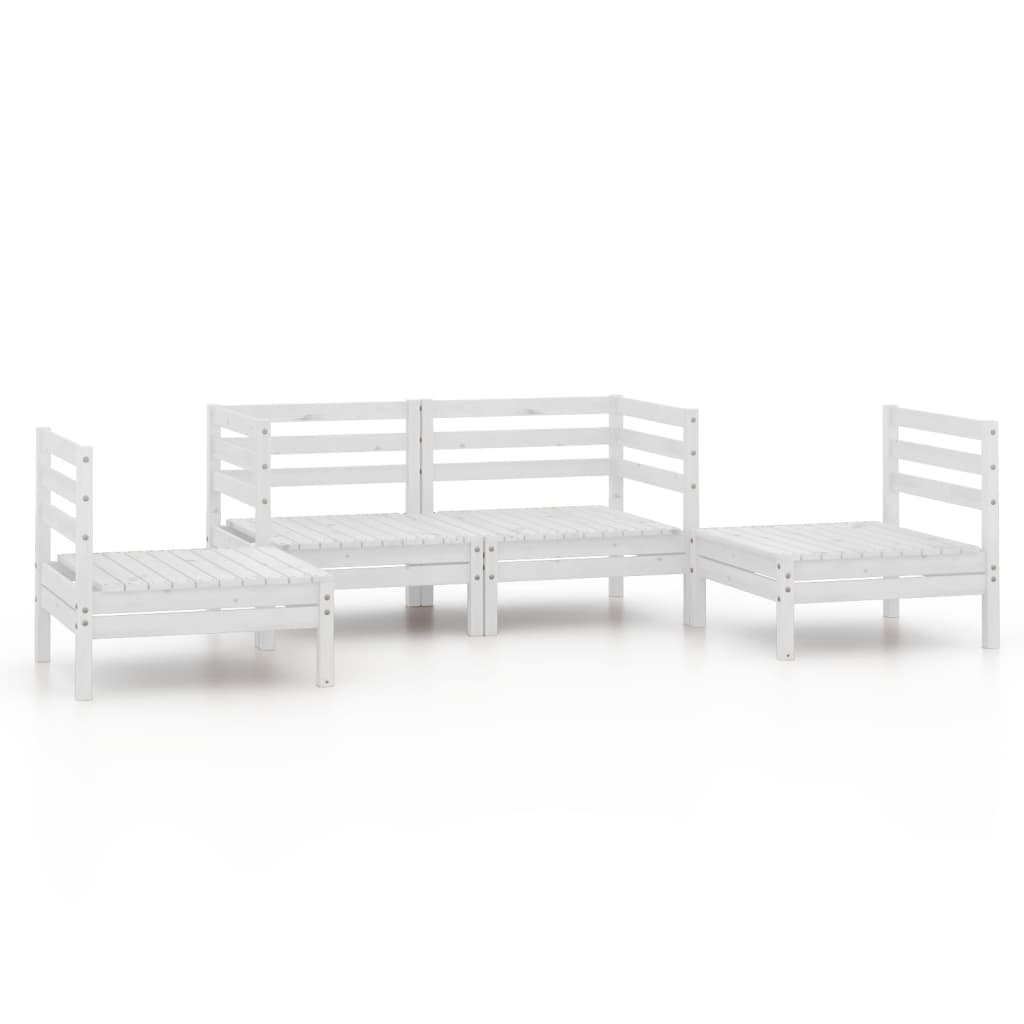 vidaXL 4-tlg. Garten-Lounge-Set Weiß Kiefer Massivholz