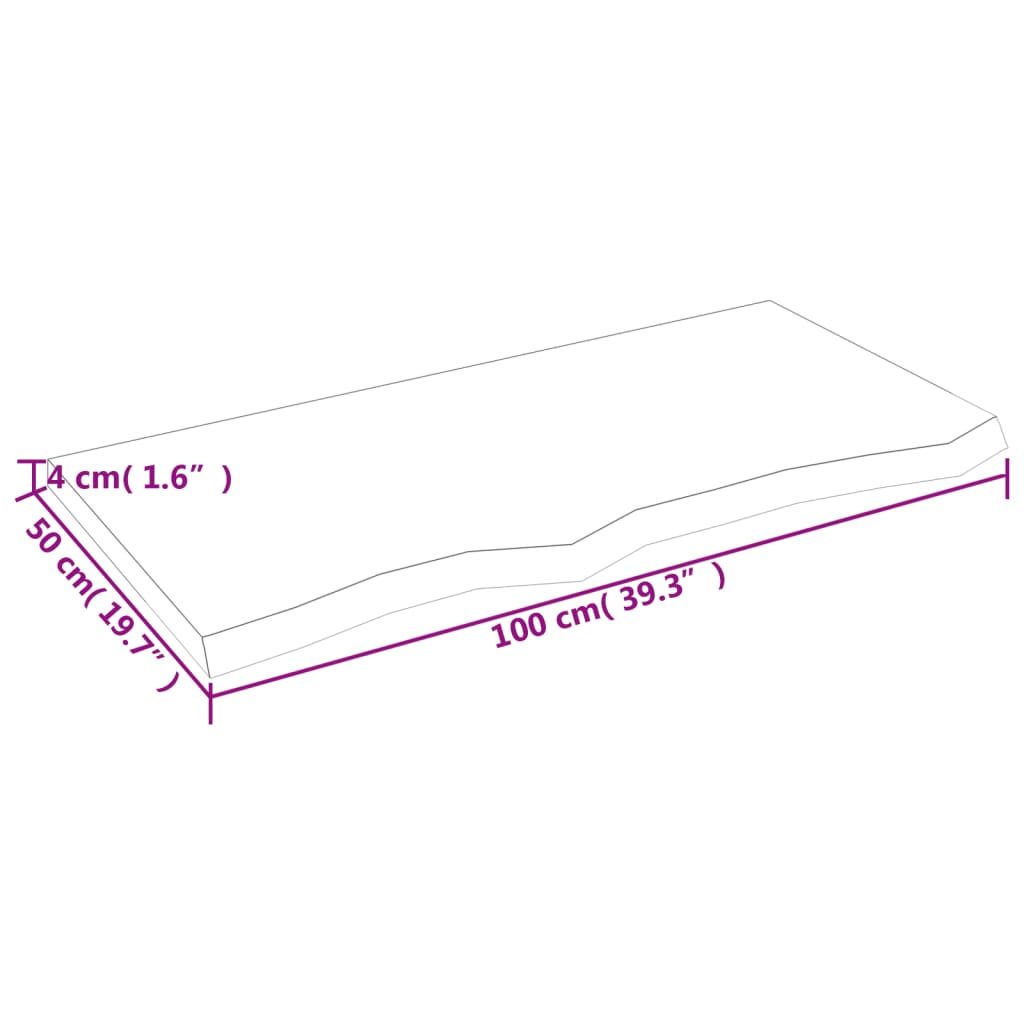 vidaXL Waschtischplatte 100x50x(2-4) cm Massivholz Unbehandelt