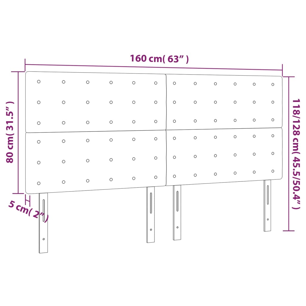 vidaXL Kopfteile 4 Stk. Hellgrau 80x5x78/88 cm Stoff