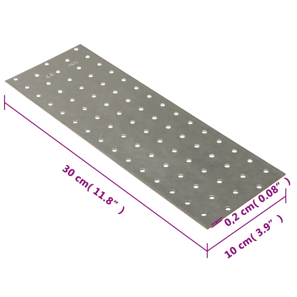 vidaXL Lochplatten 20 Stk. 2 mm 300x100 mm Verzinkter Stahl