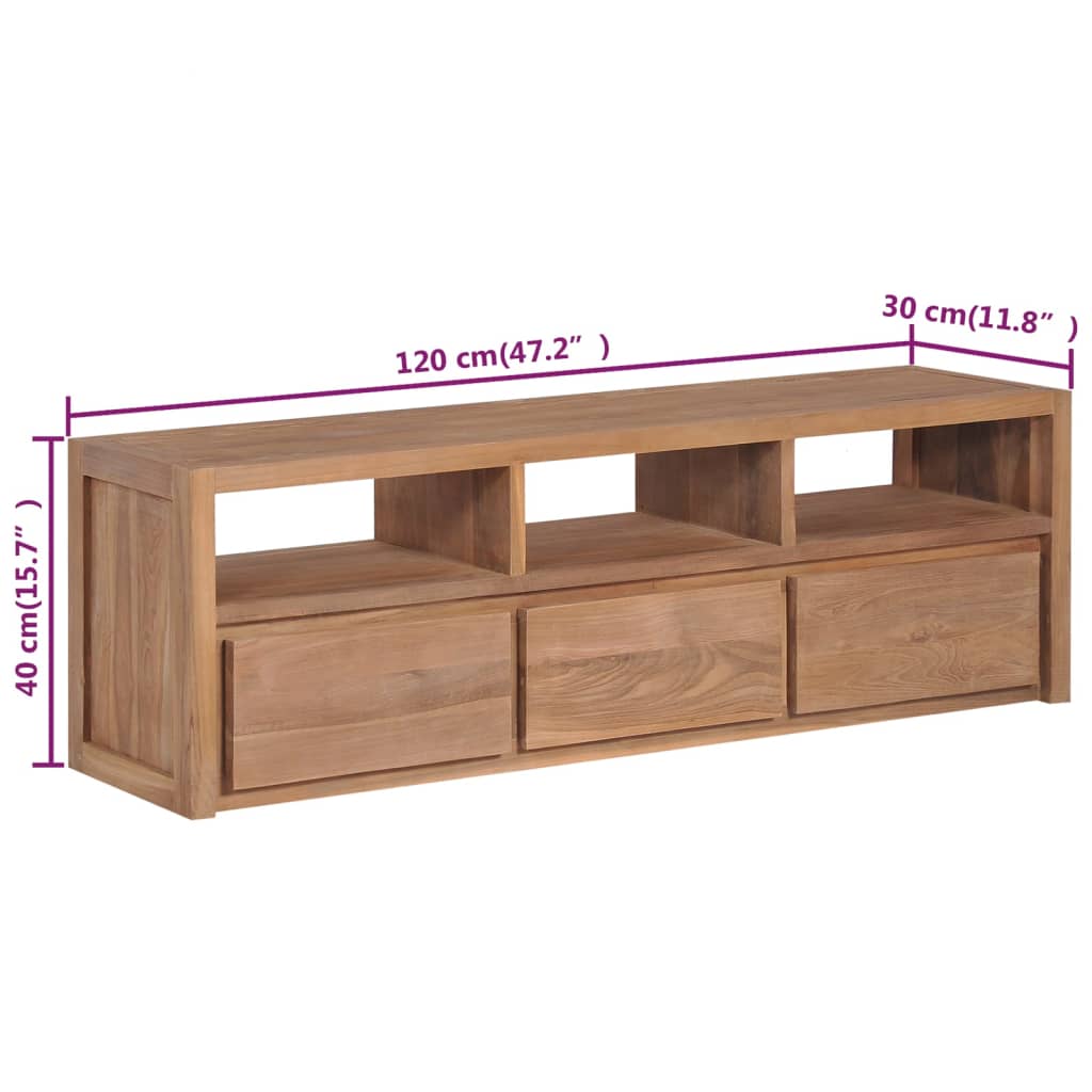 vidaXL TV-Schrank Massivholz Teak Natur 120×30×40 cm