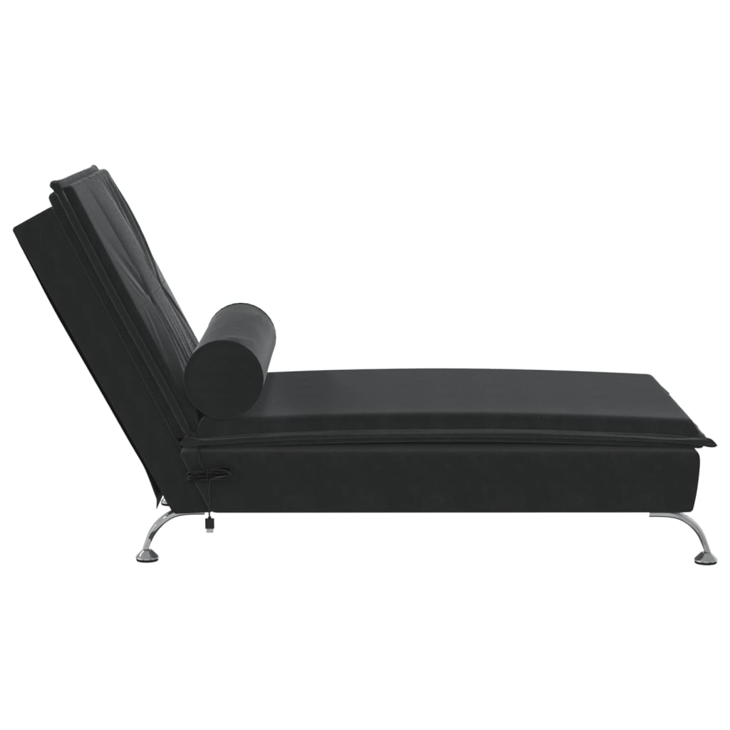 vidaXL Massage-Chaiselongue mit Nackenrolle Schwarz Samt