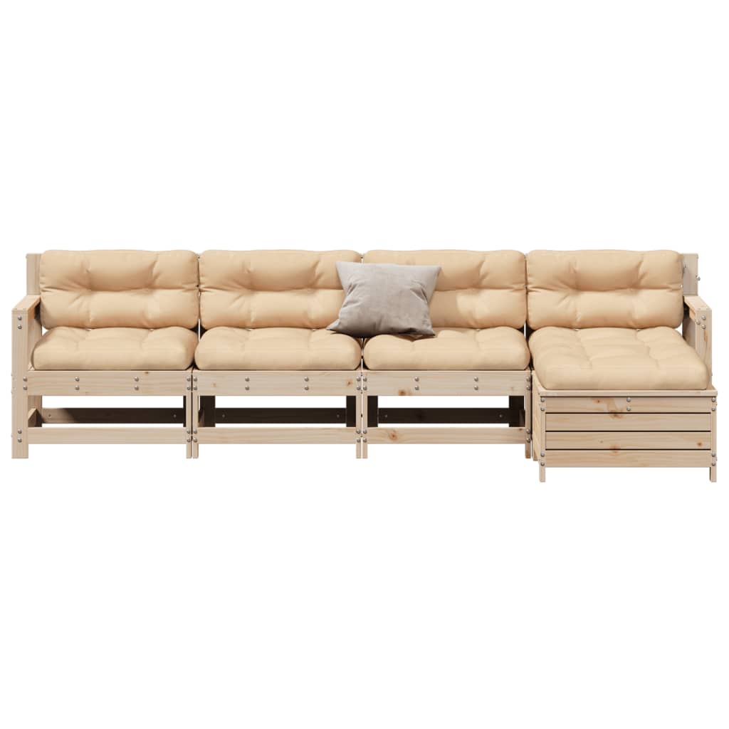 vidaXL 5-tlg. Garten-Lounge-Set mit Kissen Massivholz Kiefer