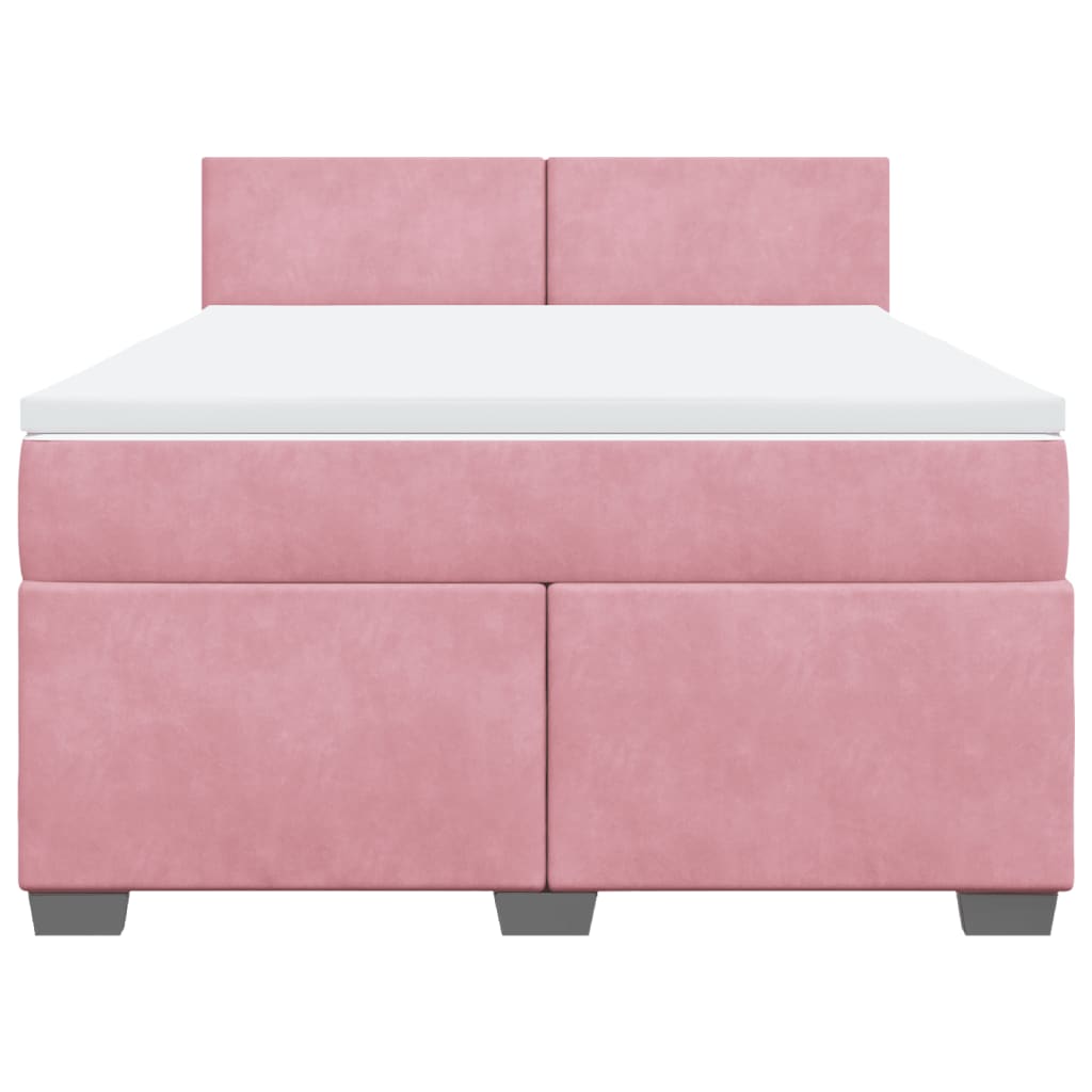 vidaXL Boxspringbett mit Matratze Rosa 140x200 cm Samt