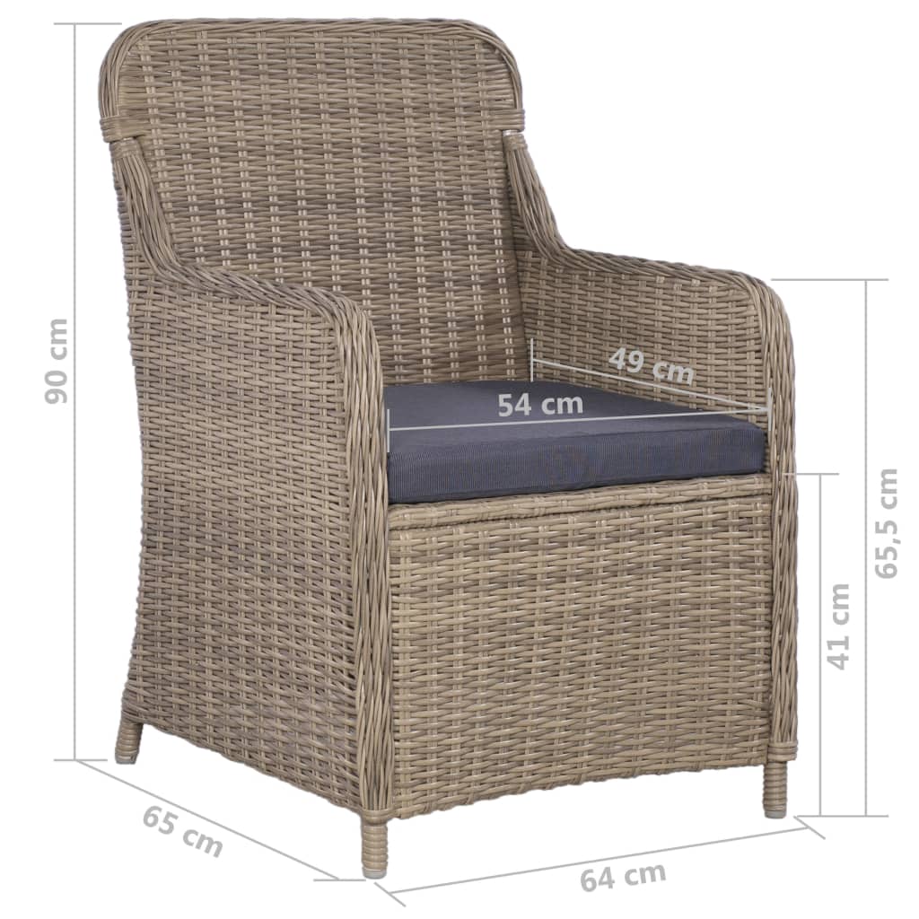 vidaXL 9-tlg. Garten-Essgruppe Poly Rattan Braun