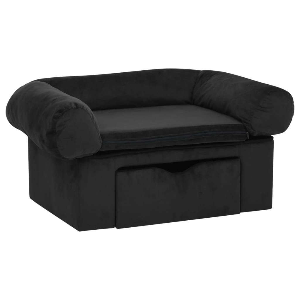 vidaXL Hundesofa mit Schublade Schwarz 75x50x38 cm Plüsch